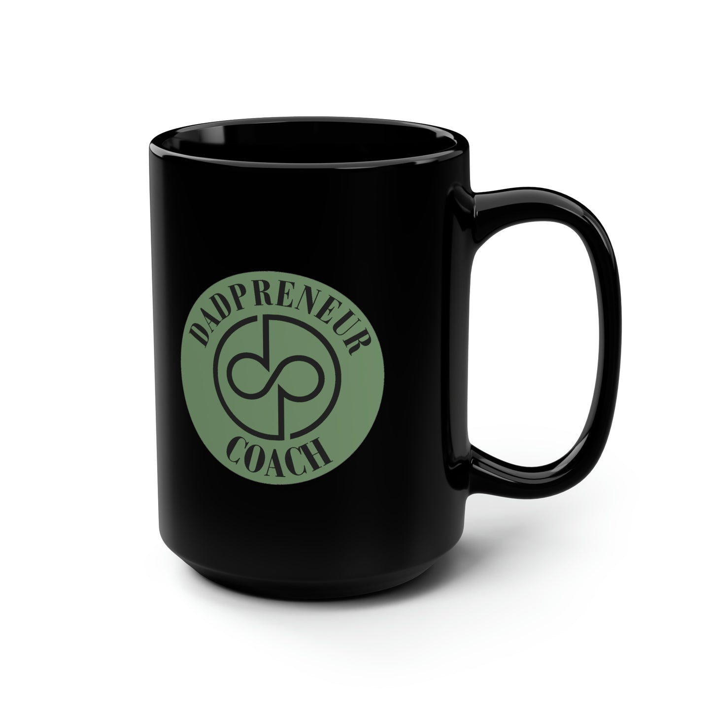 Dadpreneur/RoadMap - Black Mug, 15oz (DADPRENEUR COACH LOGO/THE ROADMAP LOGO)