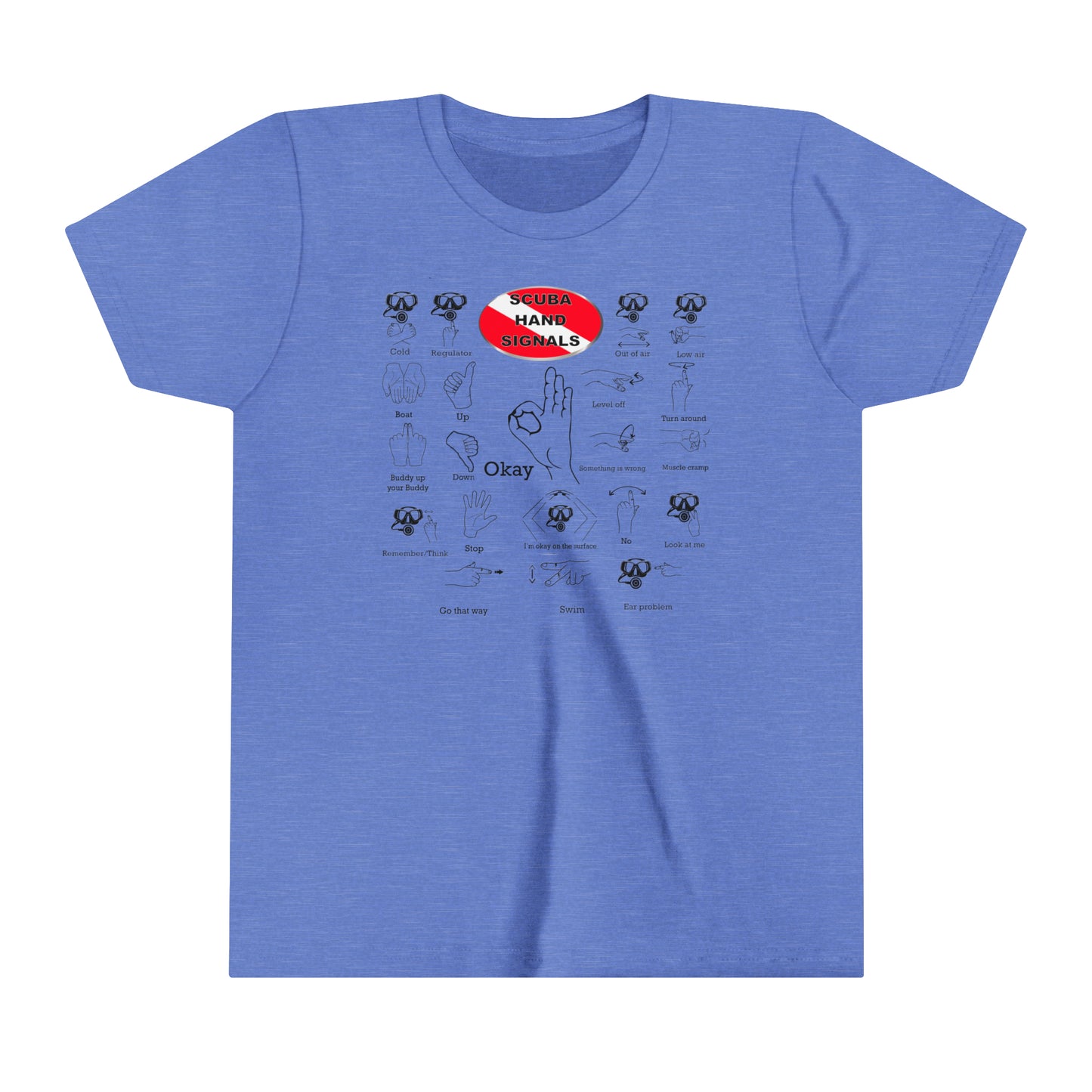 Scuba Hand Signals Kids Youth Unisex T-Shirt Scuba Diver Gift