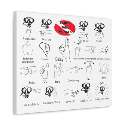 Scuba Hand Signals Canvas Gallery Wrap in 5 Sizes