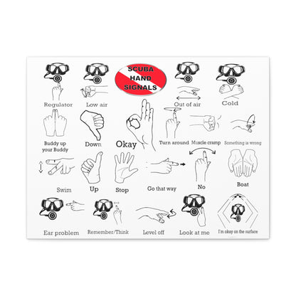 Scuba Hand Signals Canvas Gallery Wrap in 5 Sizes