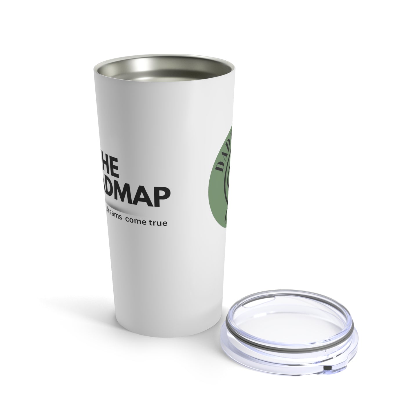 Dadpreneur/RoadMap - Tumbler 20oz (DADPRENEUR COACH LOGO/THE ROADMAP LOGO) White w/Black Design