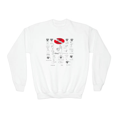 Scuba Hand Signals Youth Crewneck Sweatshirt Scuba Diver Gift