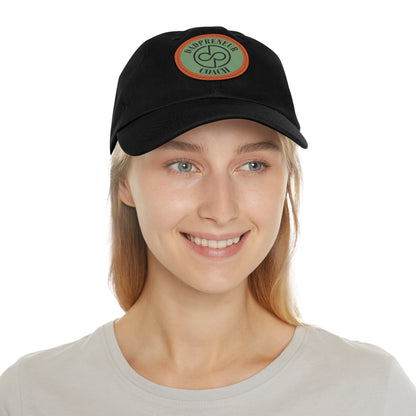 Dadpreneur - Dad Hat with Leather Patch (DADPRENEUR COACH LOGO) Round