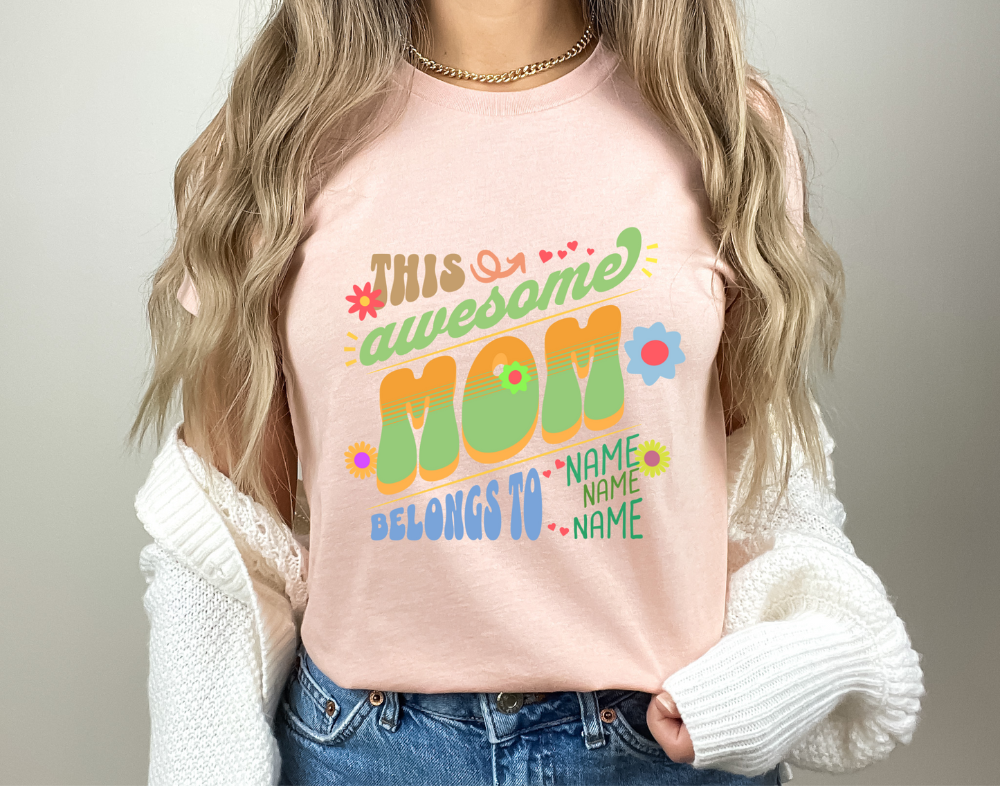 Personalized Awesome Mom Shirt With Childrens Names