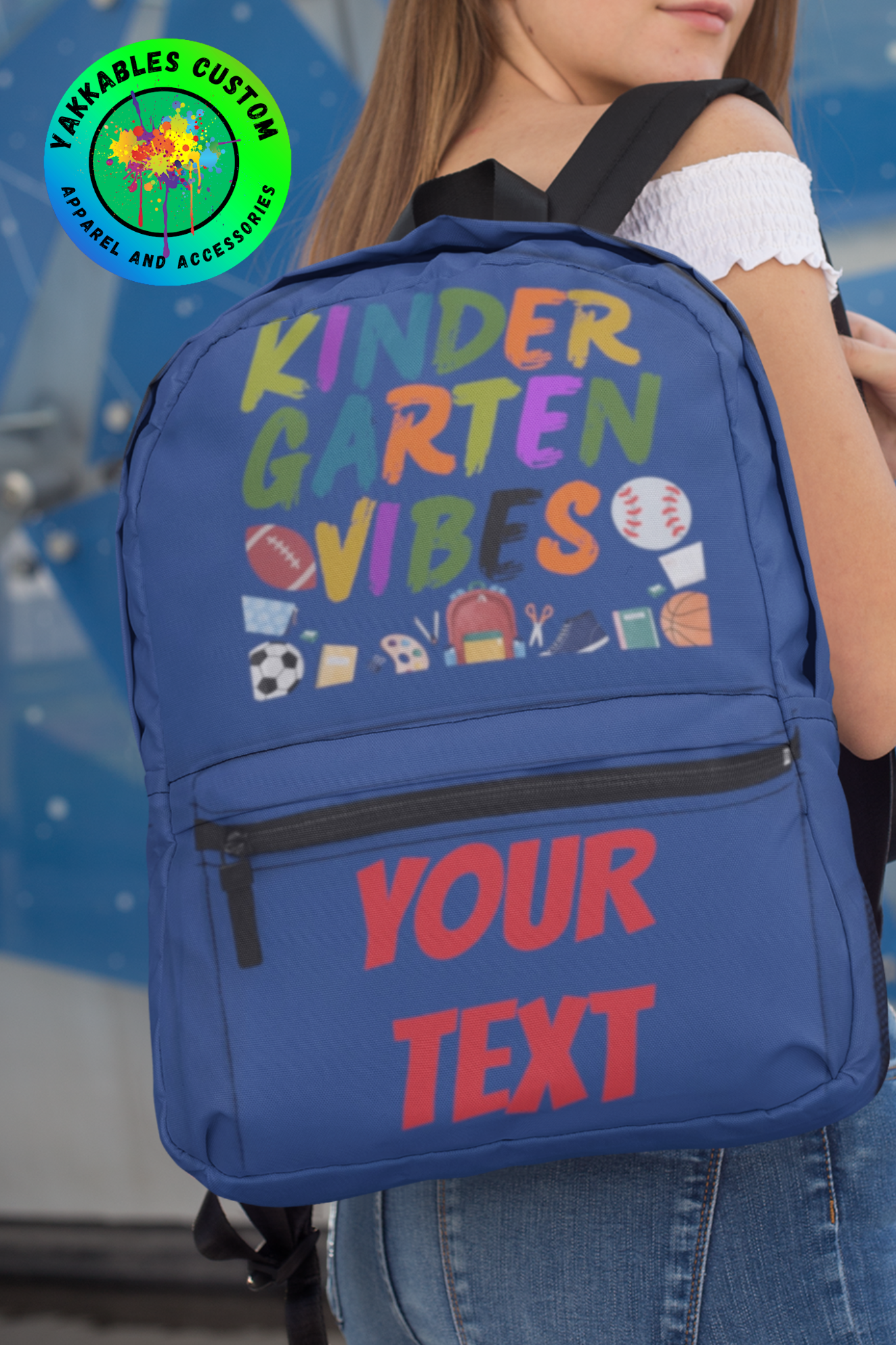 Personalized Kindergarten Vibes Kids Back To School Sports Backpack