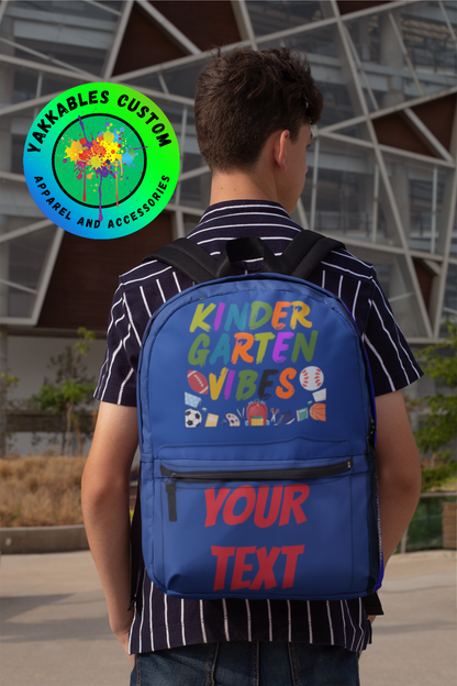 Personalized Kindergarten Vibes Kids Back To School Sports Backpack