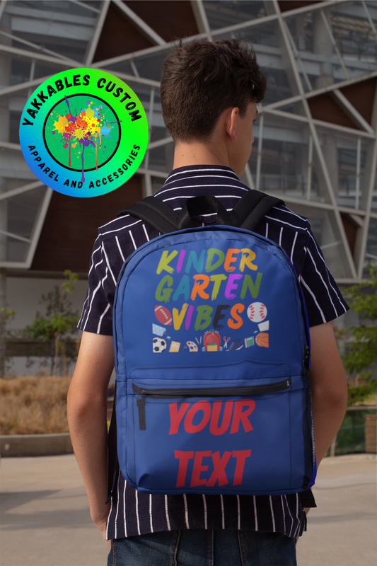 Personalized Kindergarten Vibes Kids Back To School Sports Backpack