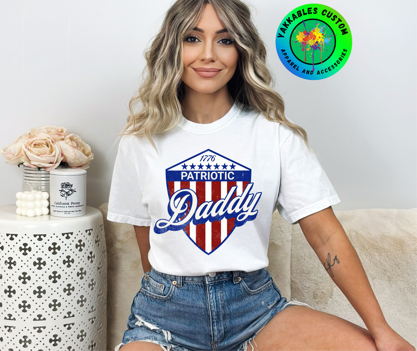 1776 Patriotic Daddy Shield T-shirt