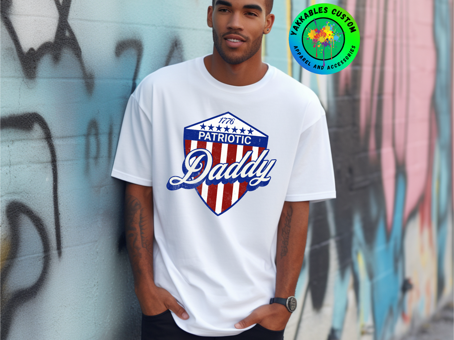 1776 Patriotic Daddy Shield T-shirt