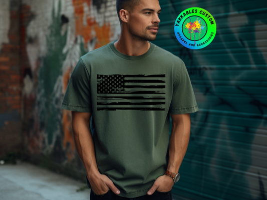 Horizontal Grunge American Flag T-shirt