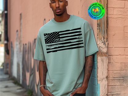 Horizontal Grunge American Flag T-shirt