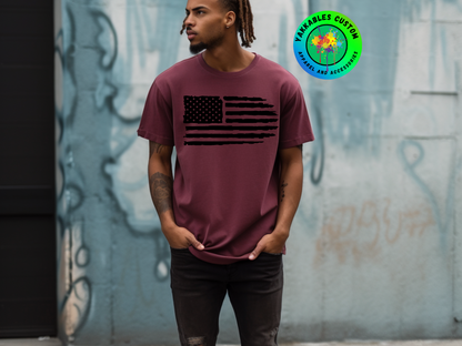 Horizontal Distressed American Flag T-shirt