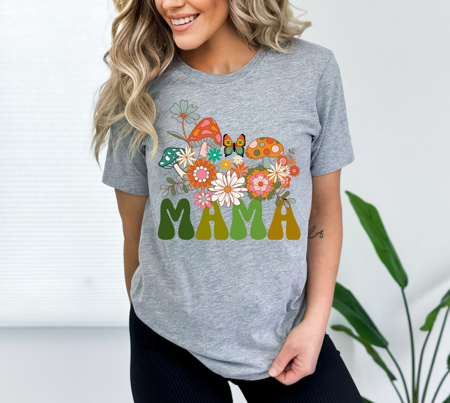 Floral Mushroom Mama Shirt for Mom