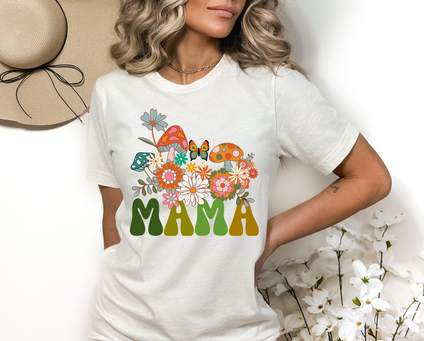 Floral Mushroom Mama Shirt for Mom