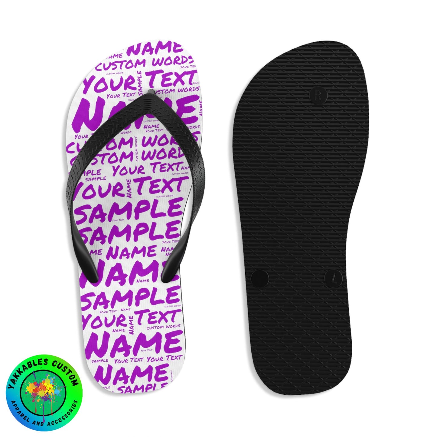 Personalized Custom Printed Flip Flops Personalized FlipFlops in 3 size choices