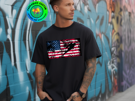 Silhouette Scuba Diver American Flag T-shirt