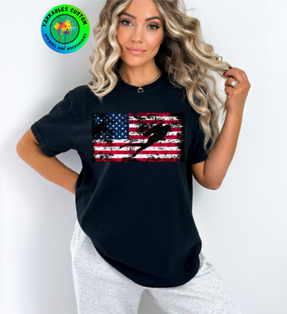 Silhouette Scuba Diver American Flag T-shirt