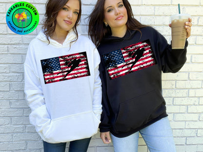 Silhouette Scuba Diver American Flag Hoodie Scuba Shirt Gift for Scuba Divers