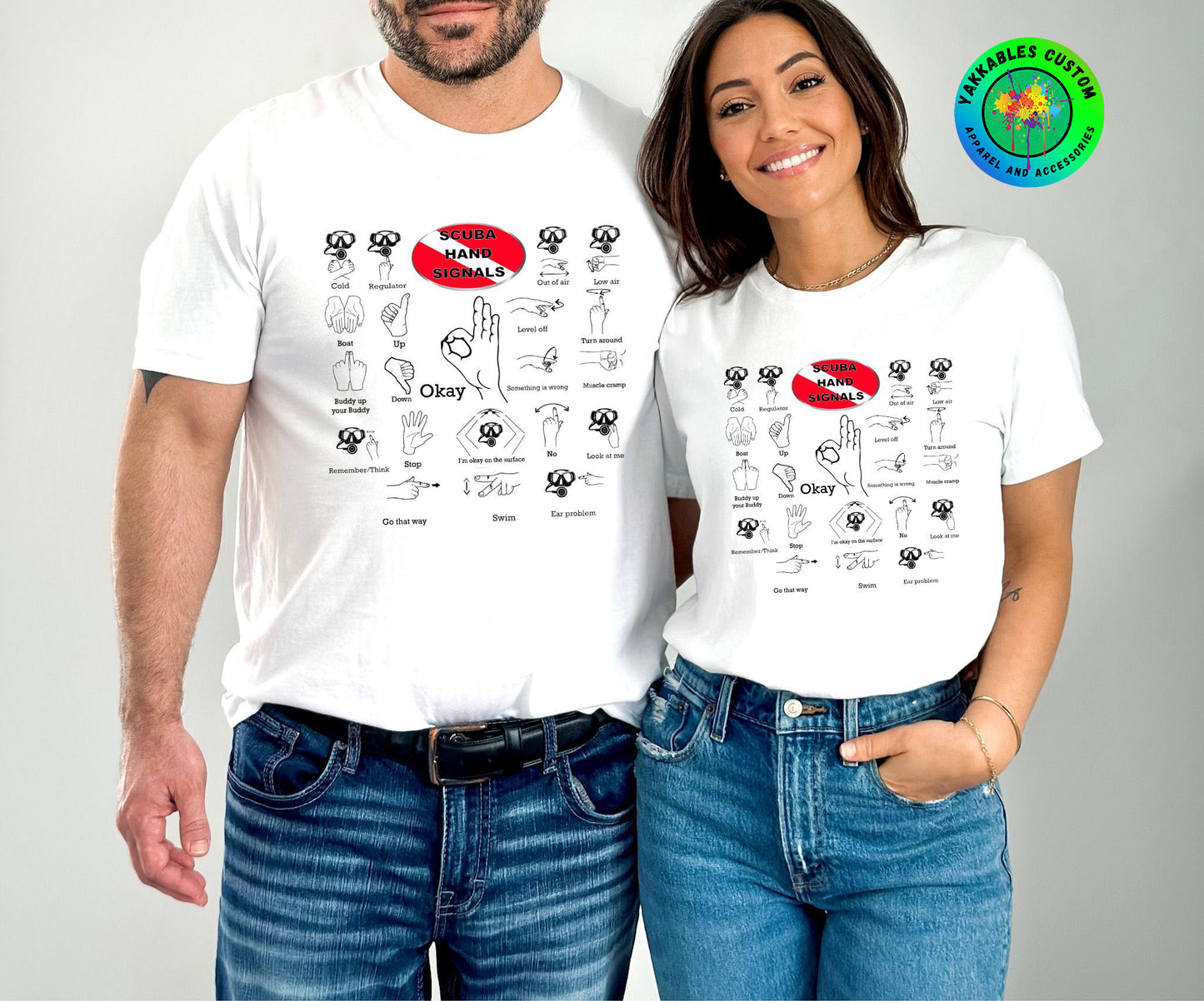 Scuba Hand Signals Adult Unisex T-Shirt Scuba Diver Gift