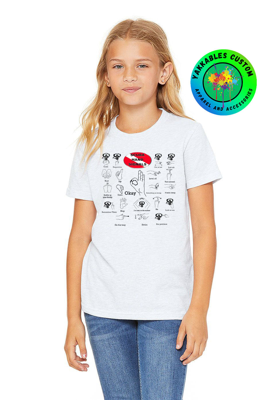 Scuba Hand Signals Kids Youth Unisex T-Shirt Scuba Diver Gift