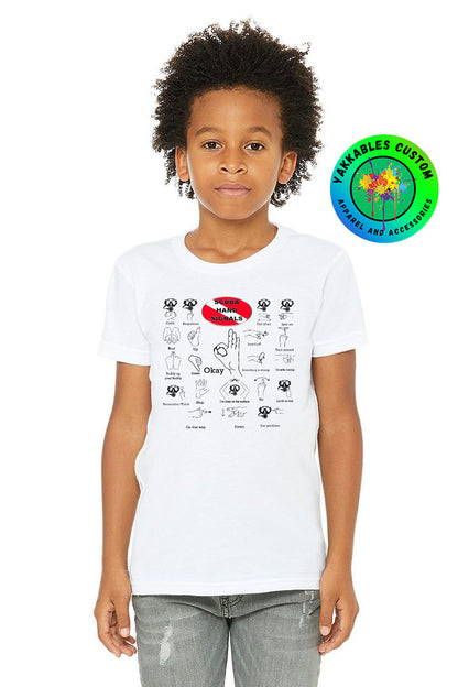 Scuba Hand Signals Kids Youth Unisex T-Shirt Scuba Diver Gift