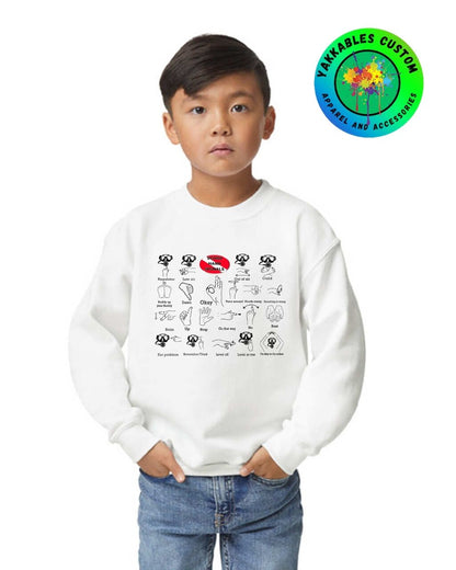 Scuba Hand Signals Youth Crewneck Sweatshirt Scuba Diver Gift