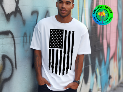 Rugged Vertical Distressed American Flag Shirt