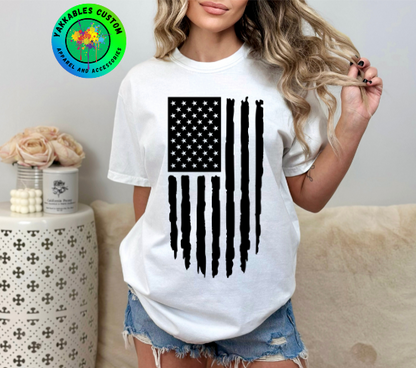 Rugged Vertical Distressed American Flag Shirt