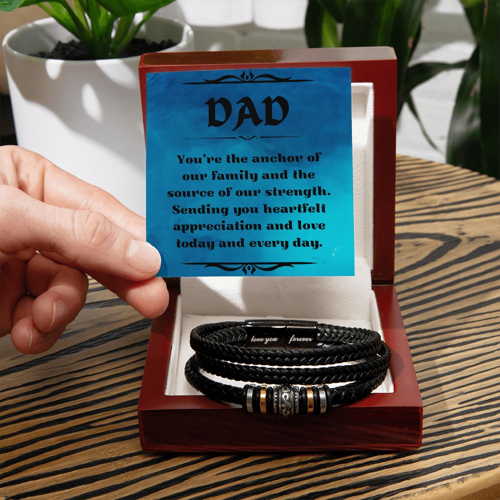 Men's "Love You Forever" Bracelet for Dad "Anchor of Our Family"