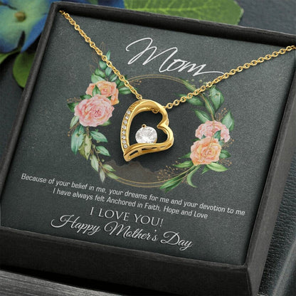 Forever Love Necklace Heart Pendant for Mom for Mother's Day Gift