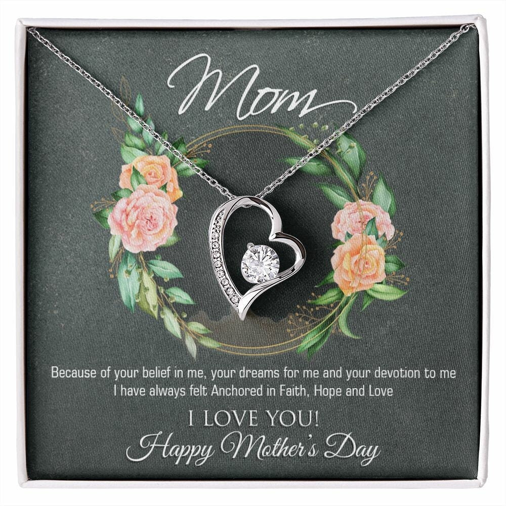 Forever Love Necklace Heart Pendant for Mom for Mother's Day Gift