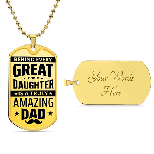 Dog Tag Necklace for Dad from Daughter Gift Idea