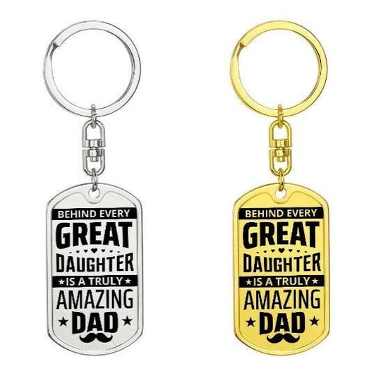 To Dad from Daughter Dog Tag Key Chain for Dad Father's Day Gift Idea for Dad Dog Tag Gift for Dad Fathers Day Dog Tag for Dad from Daughter