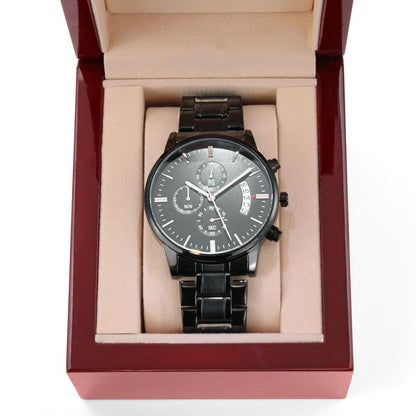 Customizable Engraved Black Chronograph Watch for Dad