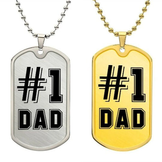 Top Dad #1 Dad Dog Tag Necklace for Dad Gift Idea for Dad