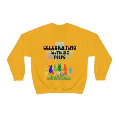 Celebrating With My Peeps Easter Sweatshirt (black lettering)