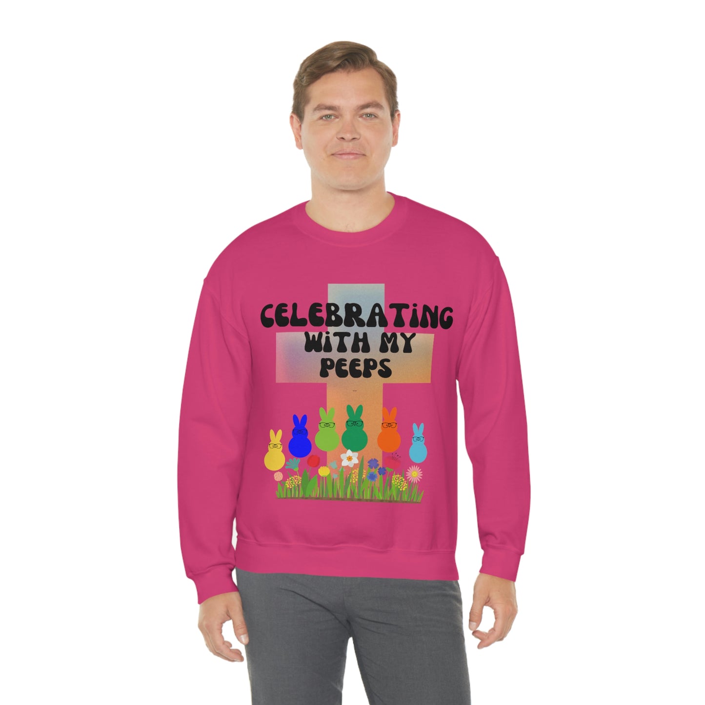 Celebrating With My Peeps Easter Sweatshirt (black lettering)