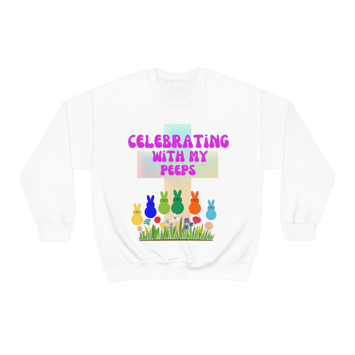 Celebrating With My Peeps Easter Sweatshirt (pink lettering)