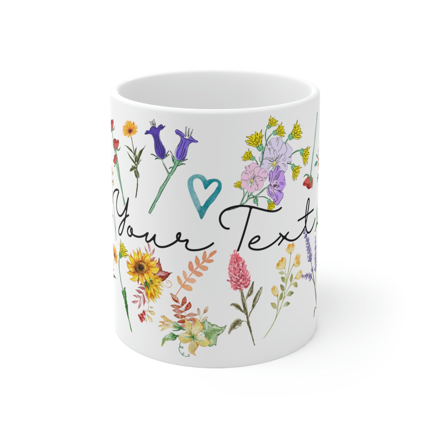 Personalized Pressed Flowers Floral Mug