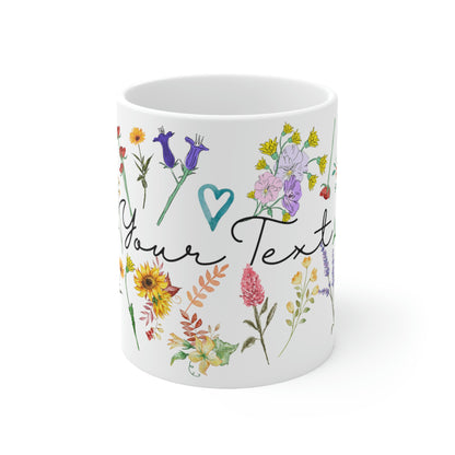 Personalized Pressed Flowers Floral Mug