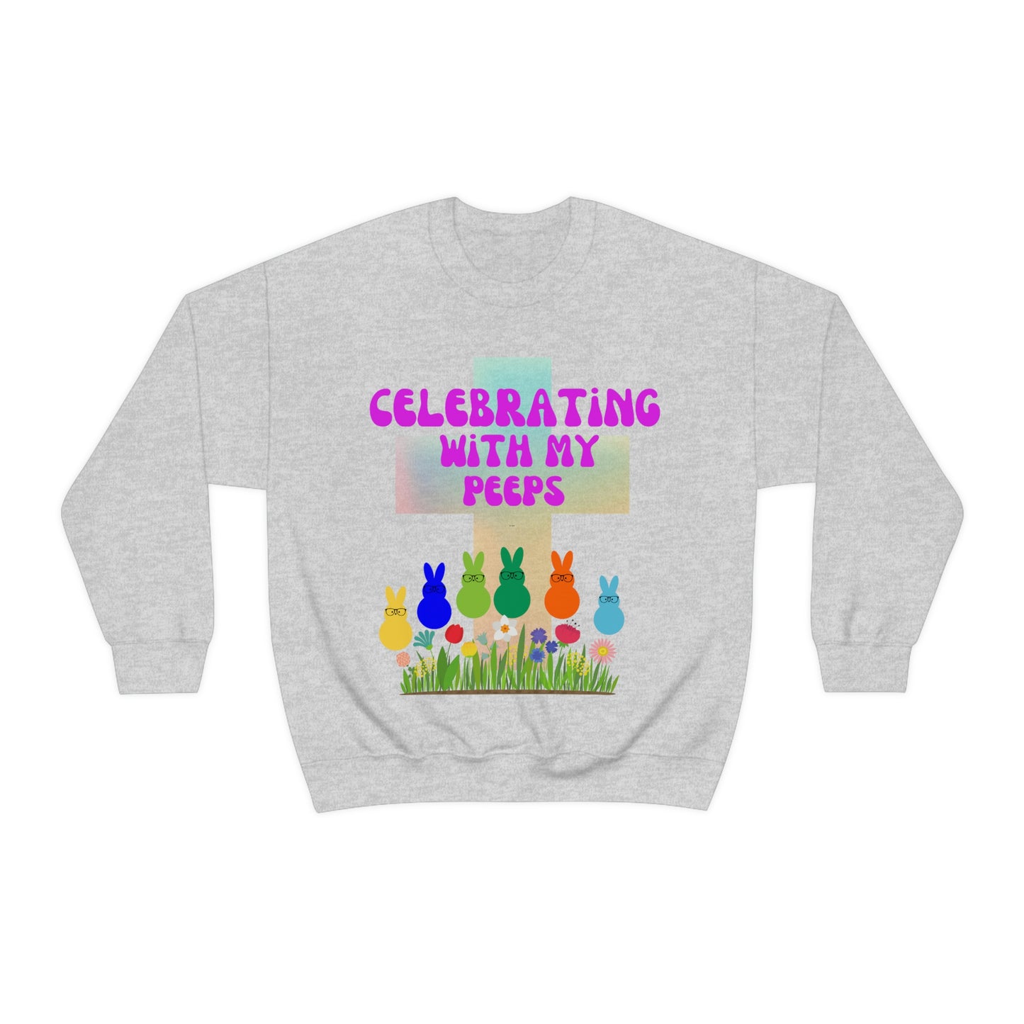 Celebrating With My Peeps Easter Sweatshirt (pink lettering)