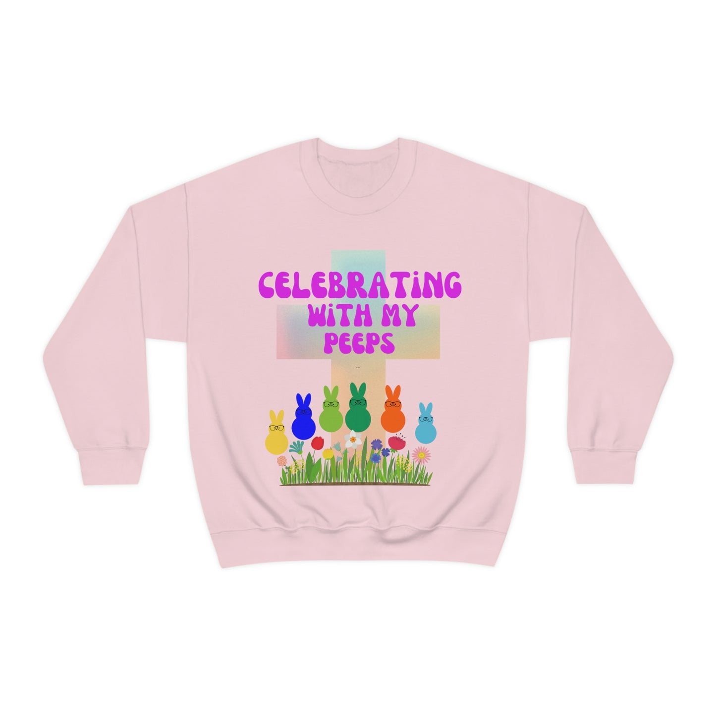 Celebrating With My Peeps Easter Sweatshirt (pink lettering)