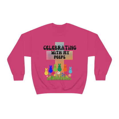 Celebrating With My Peeps Easter Sweatshirt (black lettering)