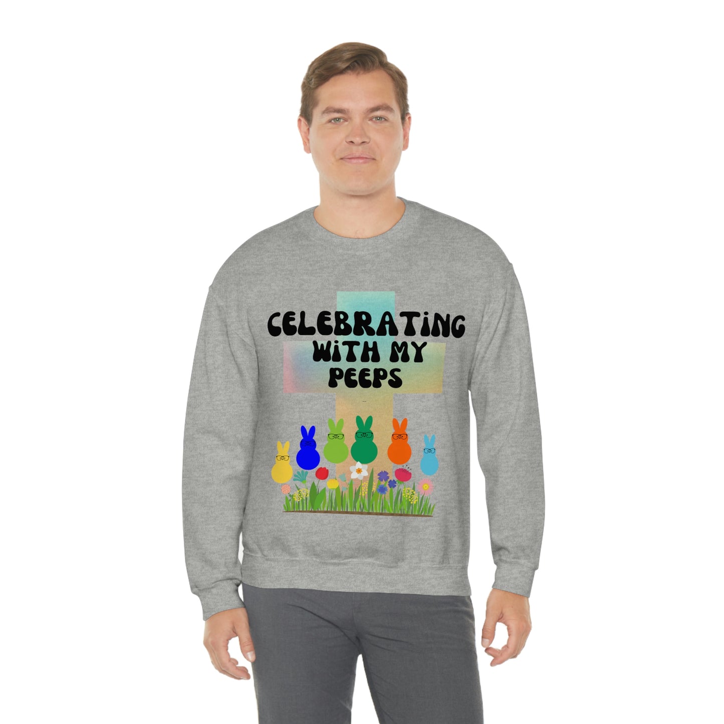 Celebrating With My Peeps Easter Sweatshirt (black lettering)