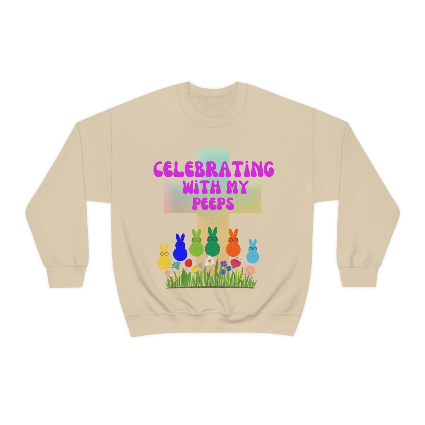 Celebrating With My Peeps Easter Sweatshirt (pink lettering)