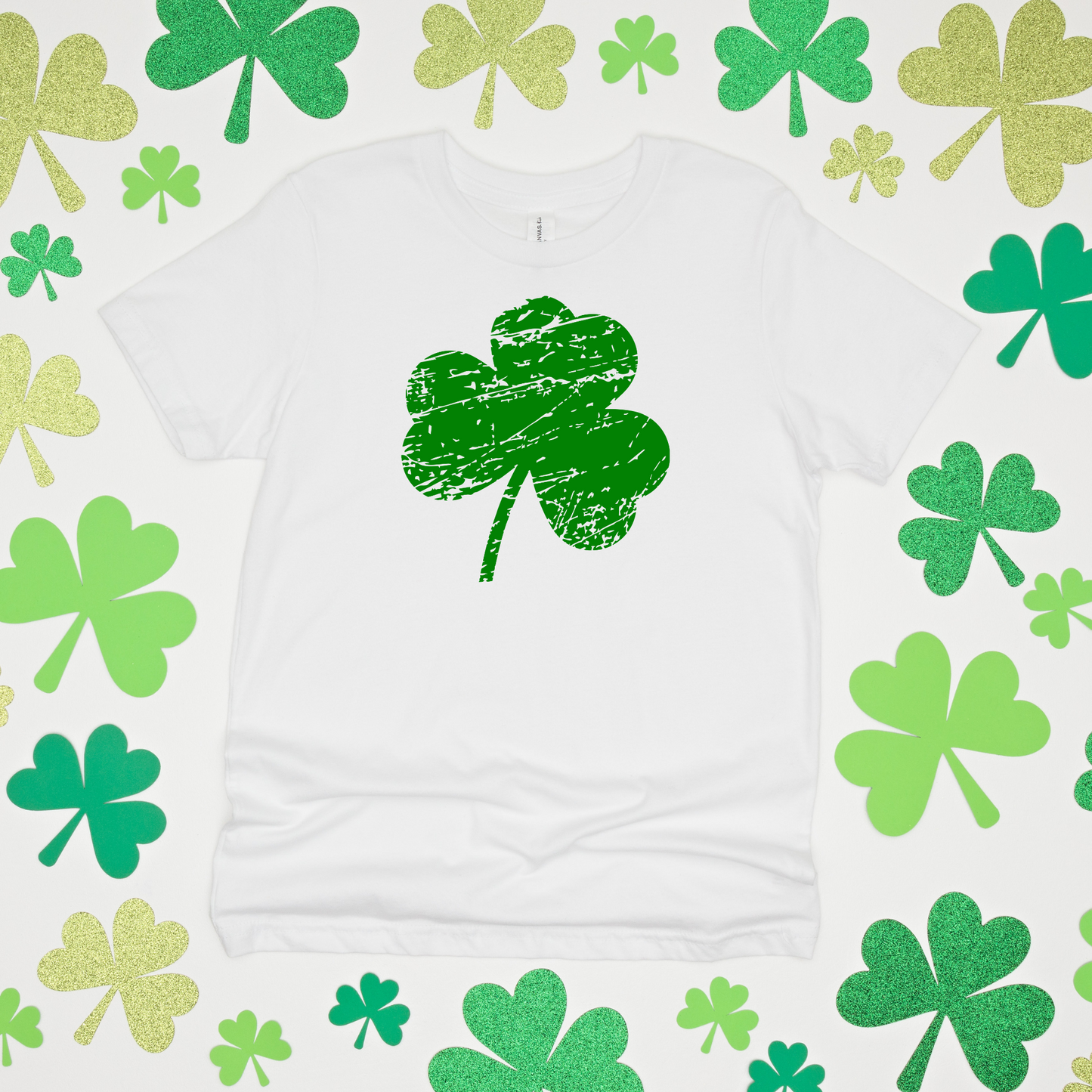 Distressed Shamrock Youth T-shirt for St. Patrick's Day