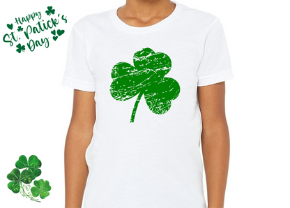 Distressed Shamrock Youth T-shirt for St. Patrick's Day