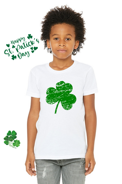 Distressed Shamrock Youth T-shirt for St. Patrick's Day