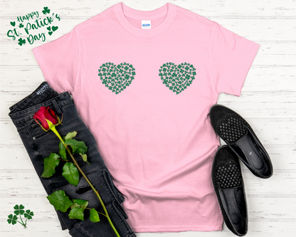 St. Patricks Day Shamrock Hearts Boobs Shirt