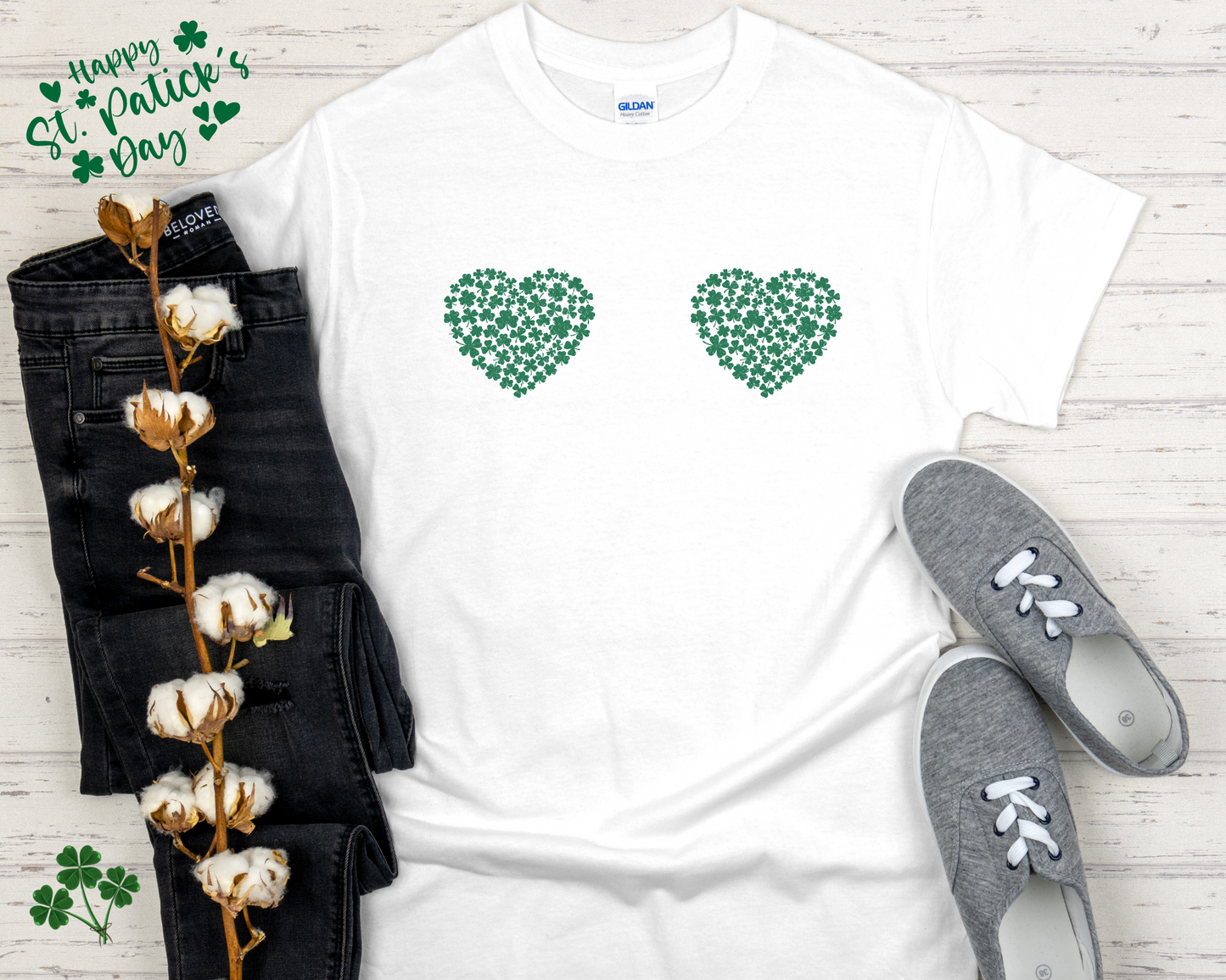 St. Patricks Day Shamrock Hearts Boobs Shirt